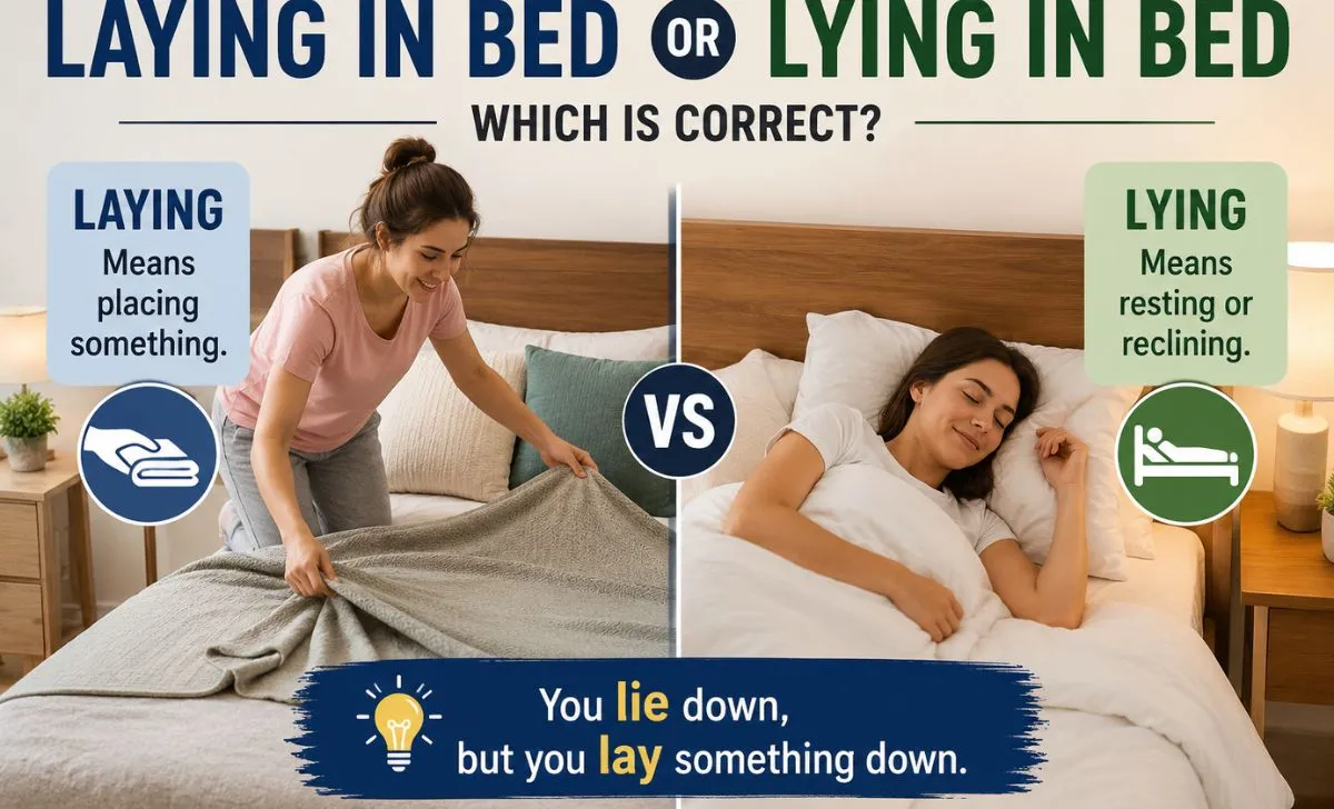 laying in bed or lying in bed