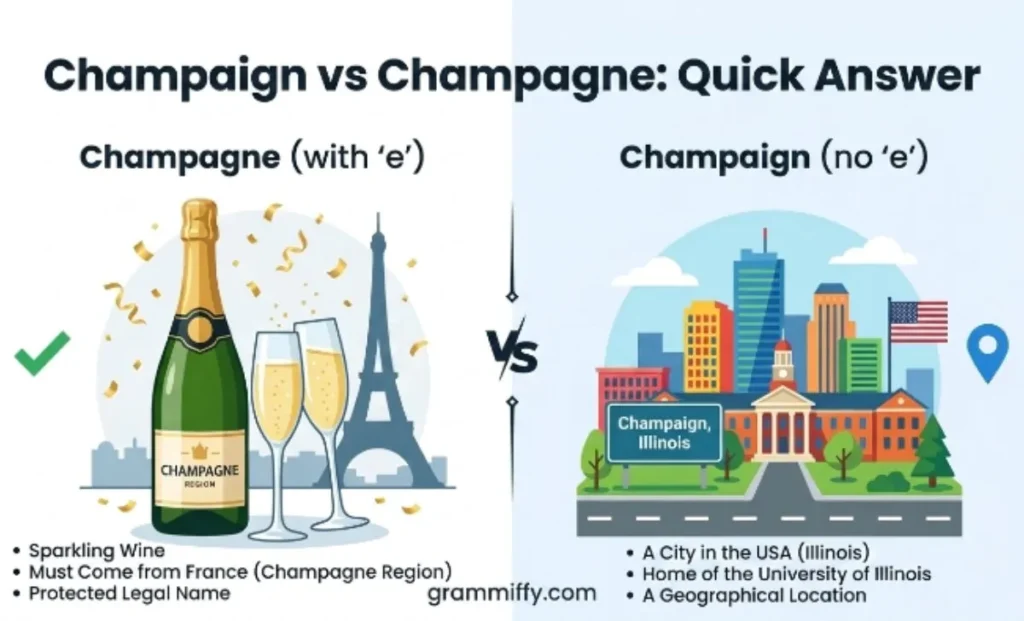 Champaign vs Champagne: Quick Answer
